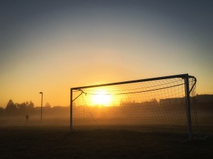 I was walking my dog through the soccer field early Sunday morning. The sun had just risen and was starting to burn off the fog. I took this with my iPhone 6S.